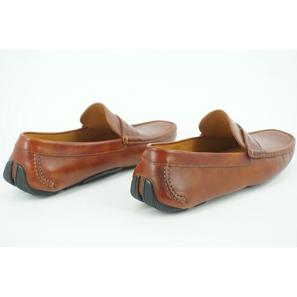 Magnanni Vance Penny Driving Loafers SZ 8 Cognac brown Leather $350 Slip On main image 6